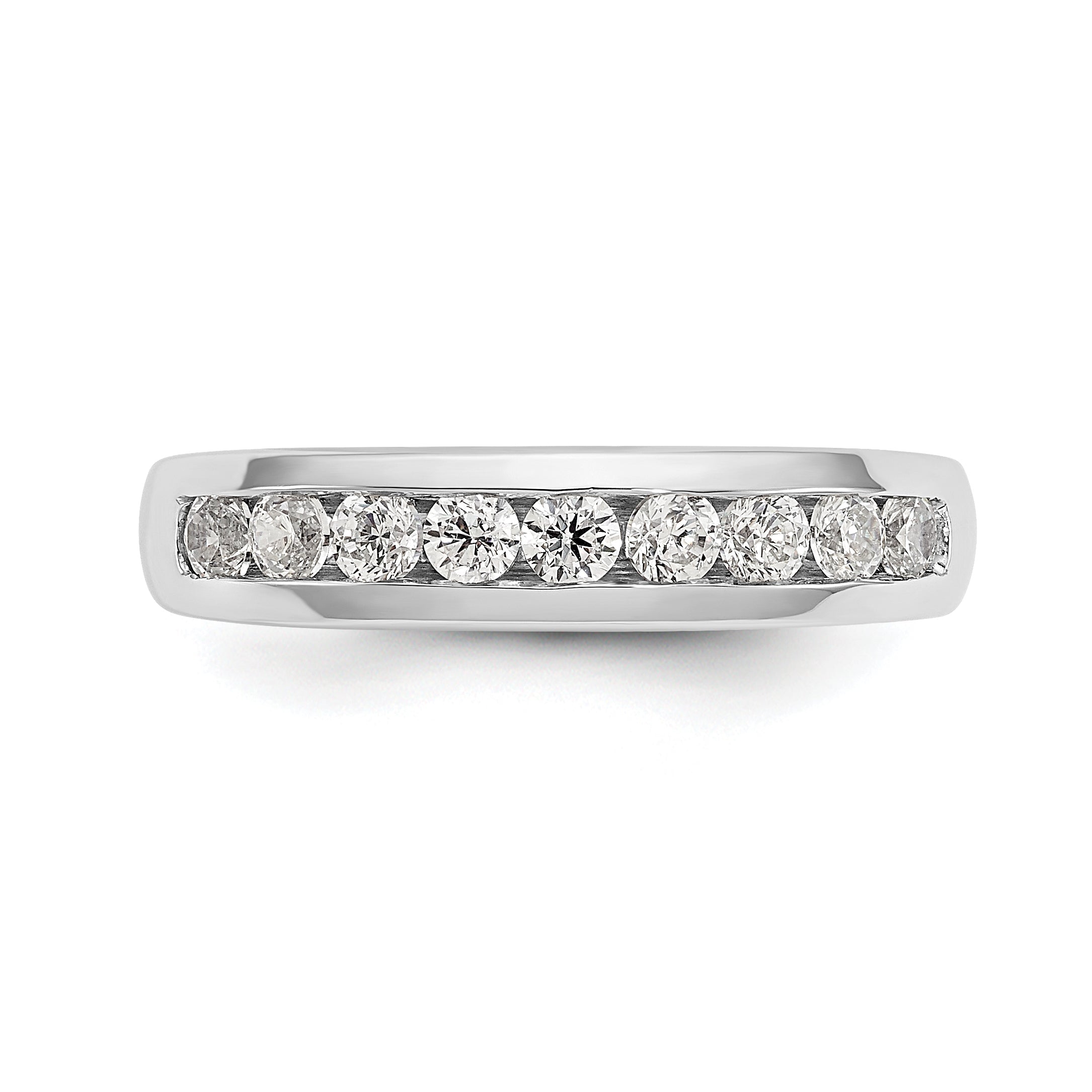 0.54ct. CZ Solid Real 14K White Gold 9-Stone Channel Wedding Band Ring