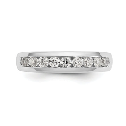 0.54ct. CZ Solid Real 14K White Gold 9-Stone Channel Wedding Band Ring