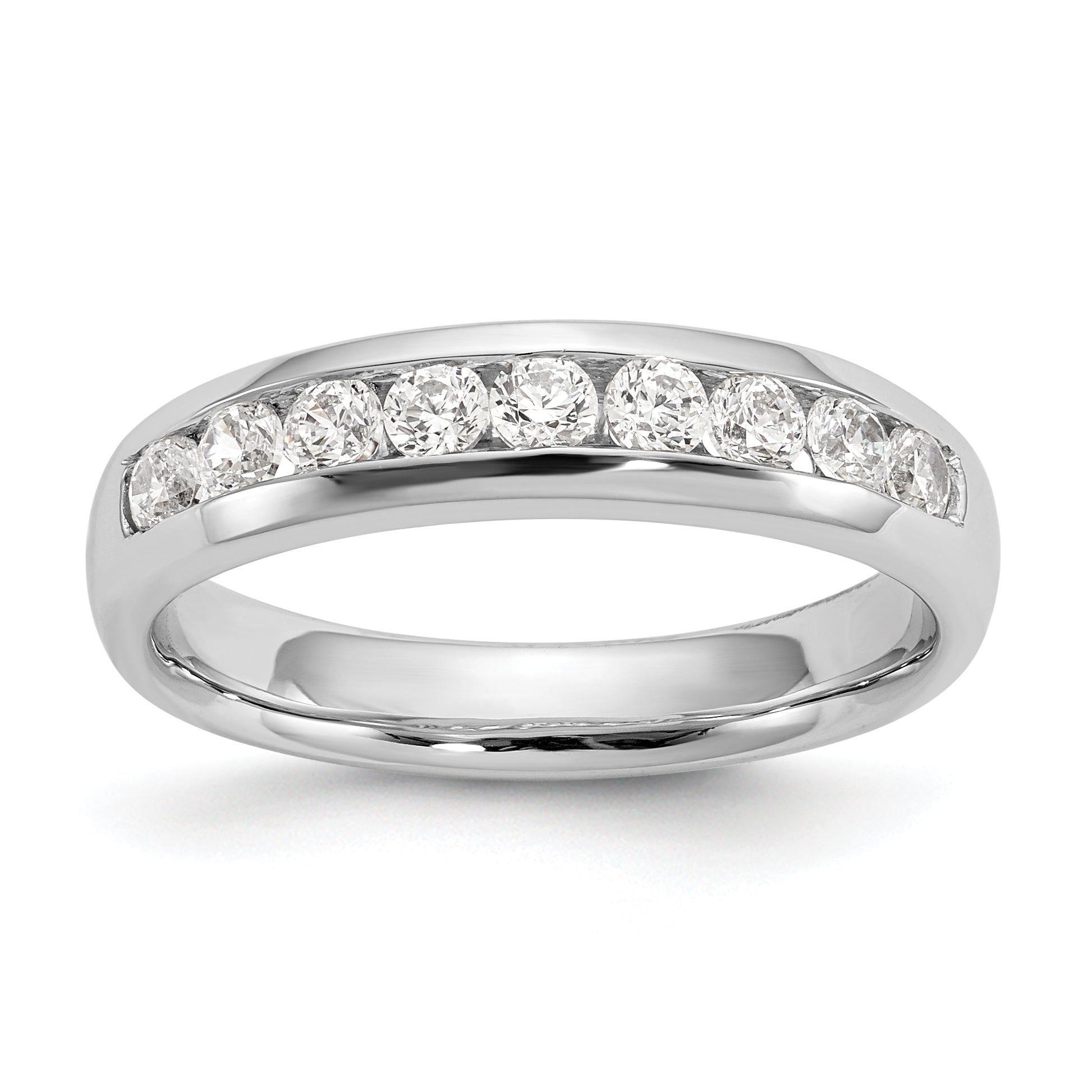 0.54ct. CZ Solid Real 14K White Gold 9-Stone Channel Wedding Band Ring