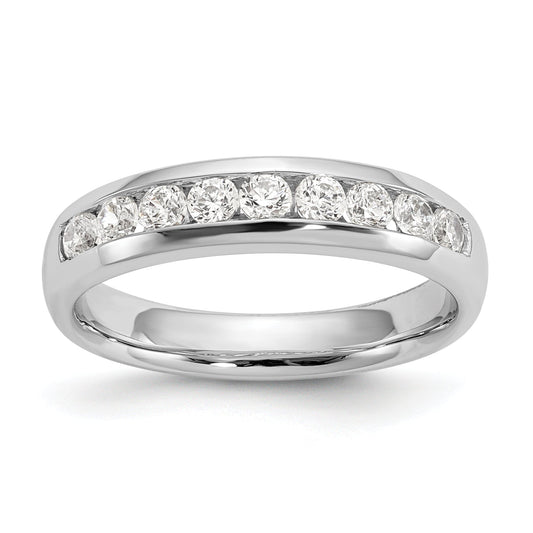 0.54ct. CZ Solid Real 14K White Gold 9-Stone Channel Wedding Band Ring