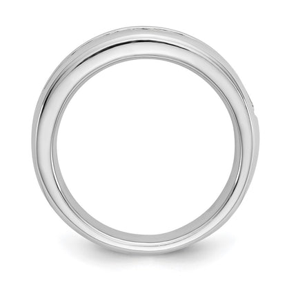 14K White Gold 9-Stone Real Diamond Channel Band