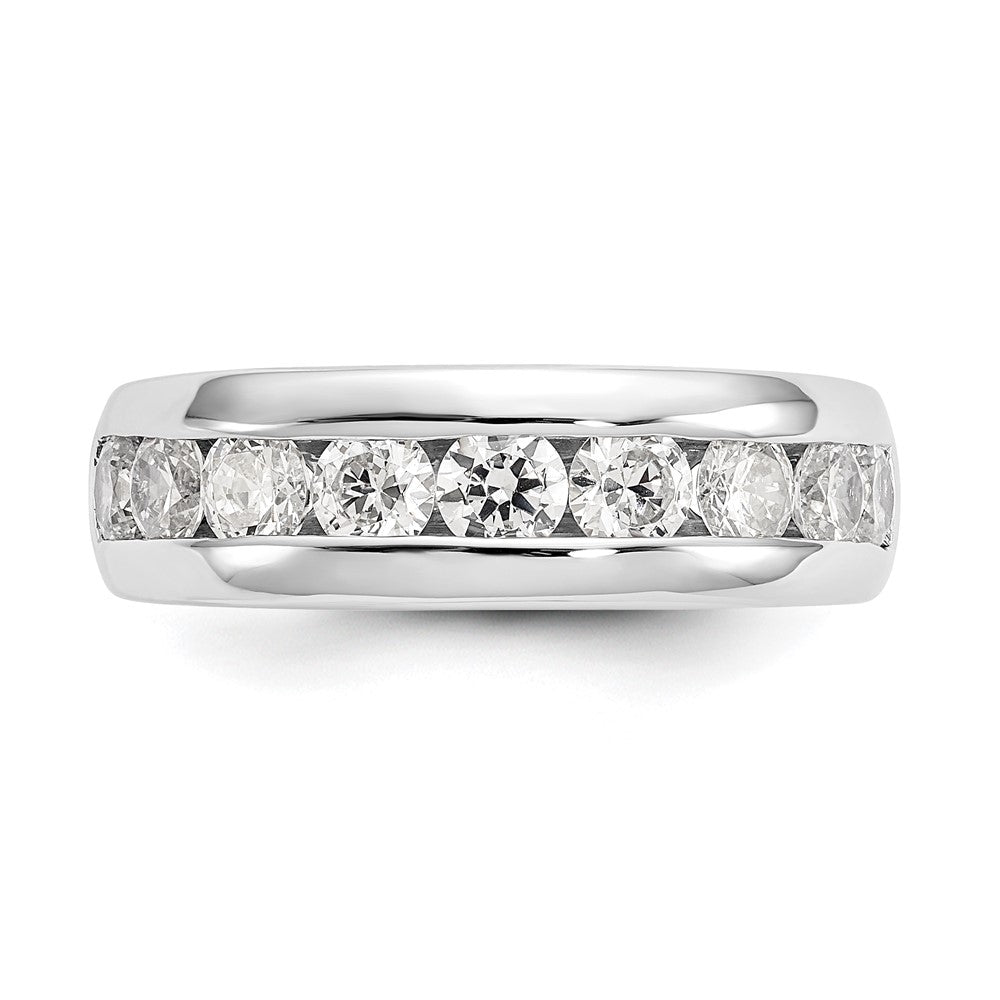 14K White Gold 9-Stone Real Diamond Channel Band