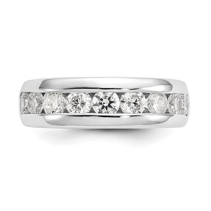 14K White Gold 9-Stone Real Diamond Channel Band