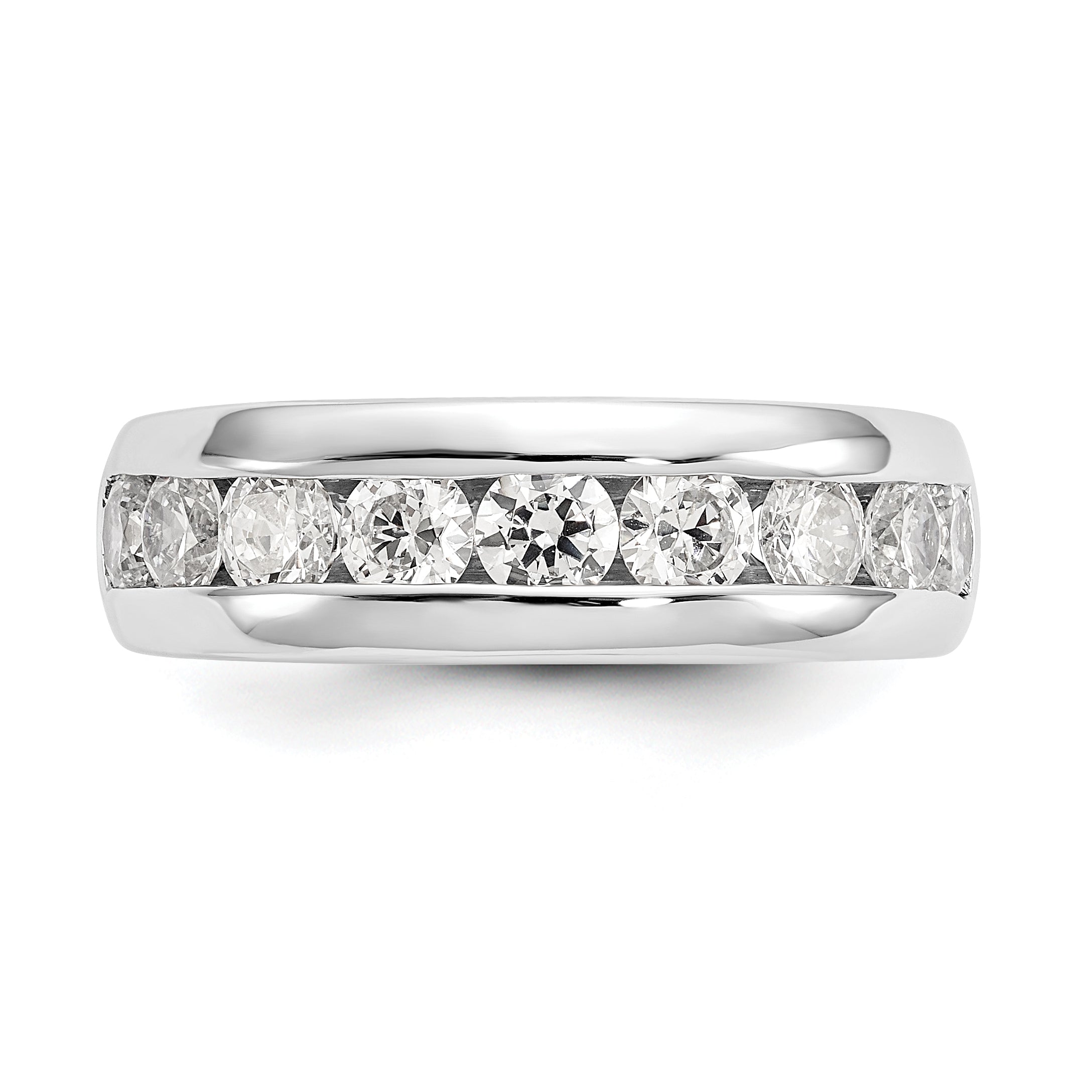1.38ct. CZ Solid Real 14K White Gold 9-Stone Channel Wedding Band Ring