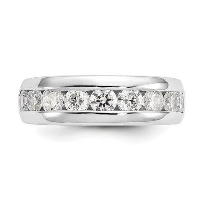1.38ct. CZ Solid Real 14K White Gold 9-Stone Channel Wedding Band Ring