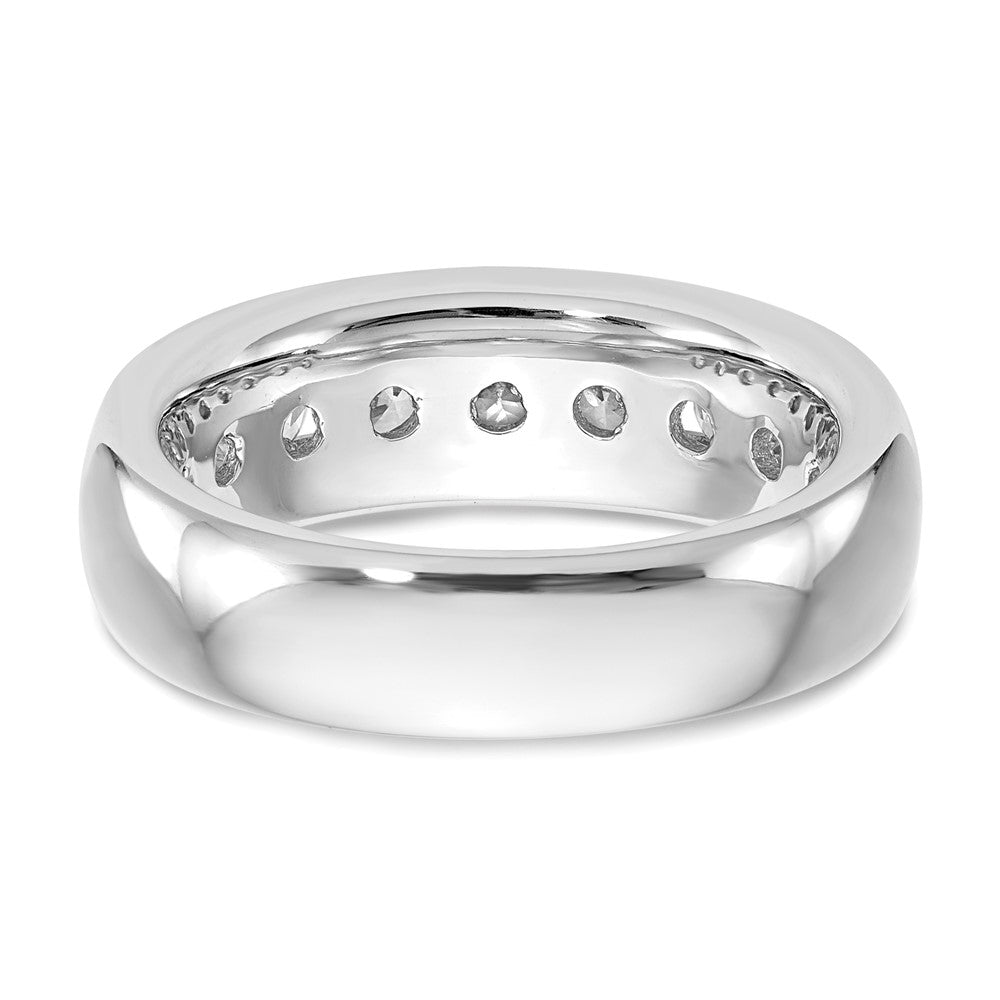 14K White Gold 9-Stone Real Diamond Channel Band