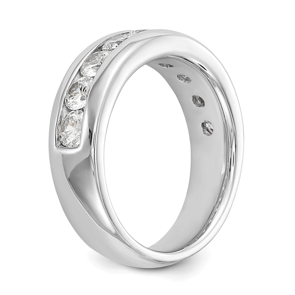 14K White Gold 9-Stone Real Diamond Channel Band