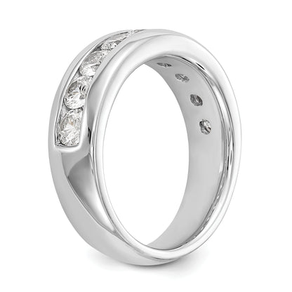 1.38ct. CZ Solid Real 14K White Gold 9-Stone Channel Wedding Band Ring