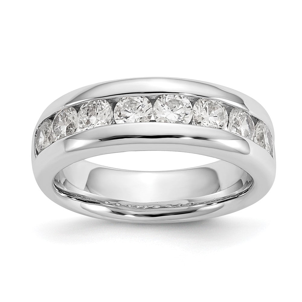 14K White Gold 9-Stone Real Diamond Channel Band