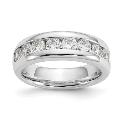 14K White Gold 9-Stone Real Diamond Channel Band