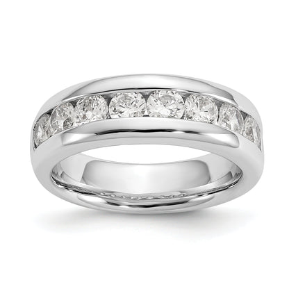 1.38ct. CZ Solid Real 14K White Gold 9-Stone Channel Wedding Band Ring