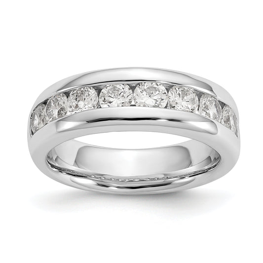 1.38ct. CZ Solid Real 14K White Gold 9-Stone Channel Wedding Band Ring