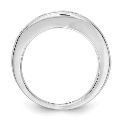 14K White Gold 9-Stone Real Diamond Channel Band