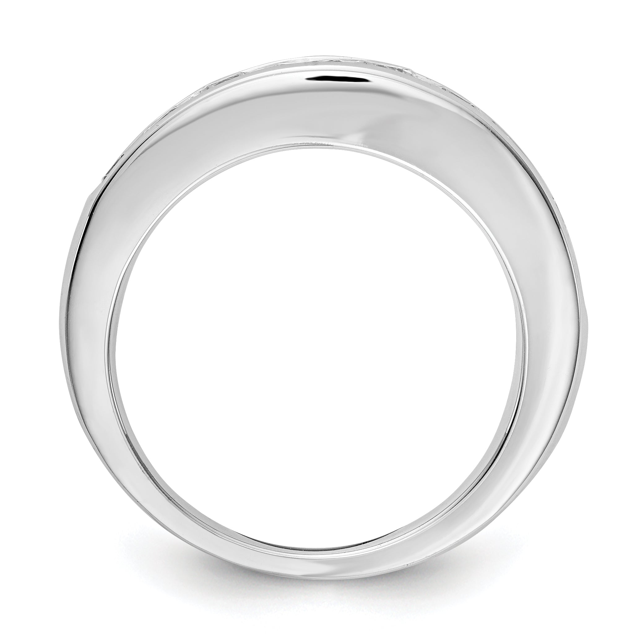 1.00ct. CZ Solid Real 14K White Gold 9-Stone Channel Wedding Band Ring