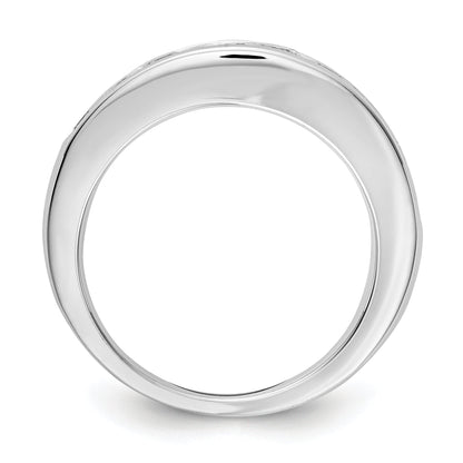 1.00ct. CZ Solid Real 14K White Gold 9-Stone Channel Wedding Band Ring