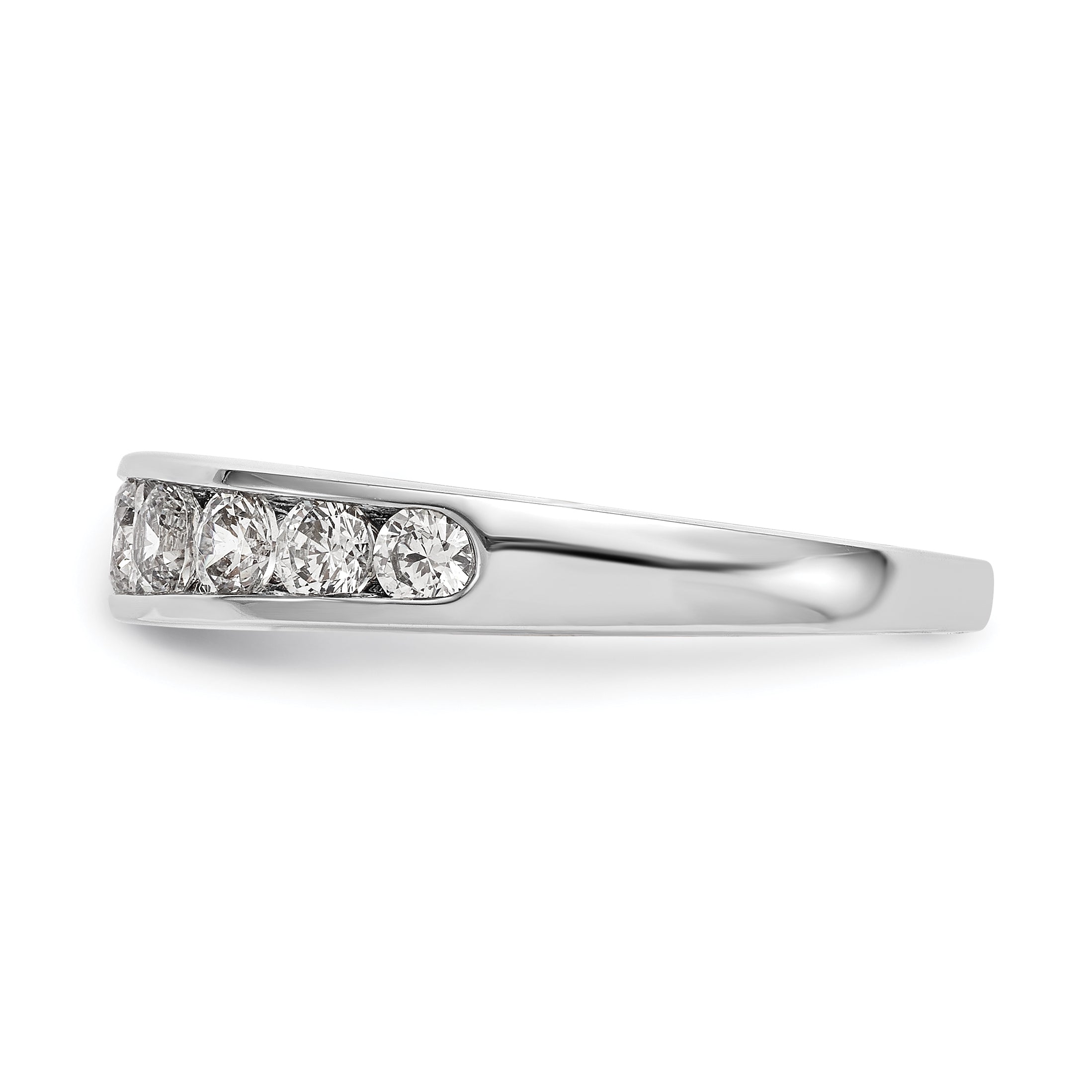 1.00ct. CZ Solid Real 14K White Gold 9-Stone Channel Wedding Band Ring
