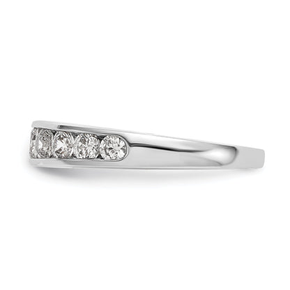 1.00ct. CZ Solid Real 14K White Gold 9-Stone Channel Wedding Band Ring