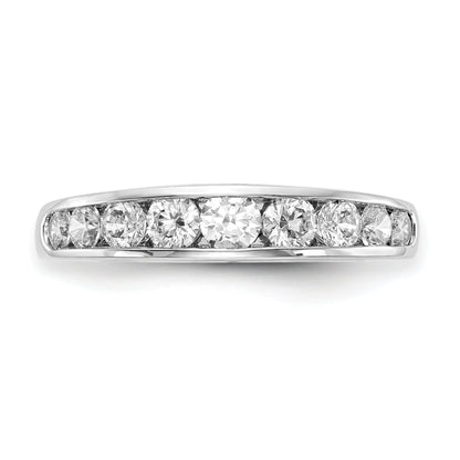 1.00ct. CZ Solid Real 14K White Gold 9-Stone Channel Wedding Band Ring