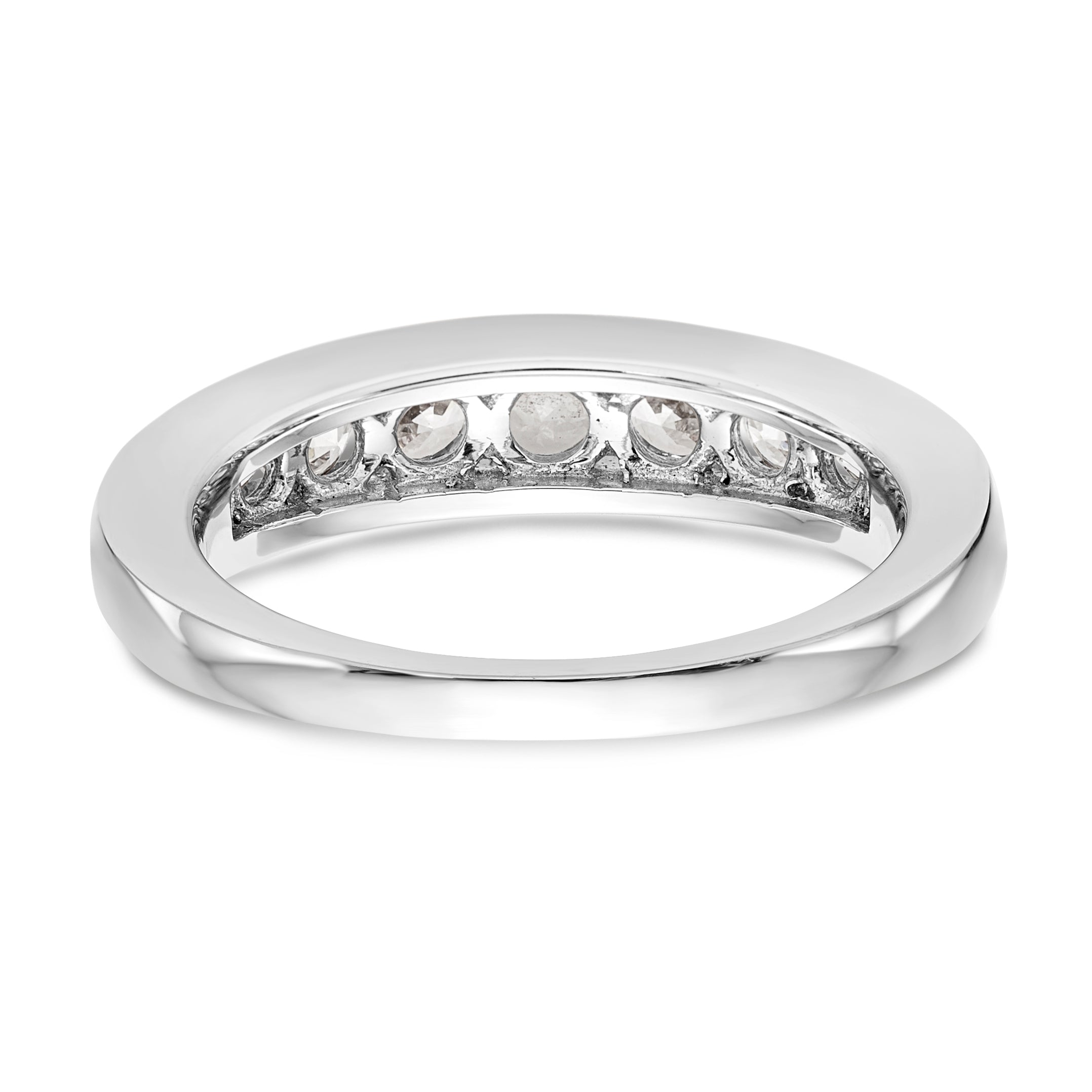 1.00ct. CZ Solid Real 14K White Gold 9-Stone Channel Wedding Band Ring