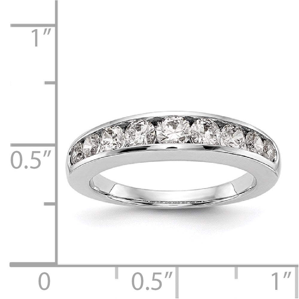 14K White Gold 9-Stone Real Diamond Channel Band