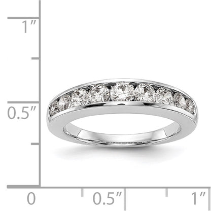 14K White Gold 9-Stone Real Diamond Channel Band