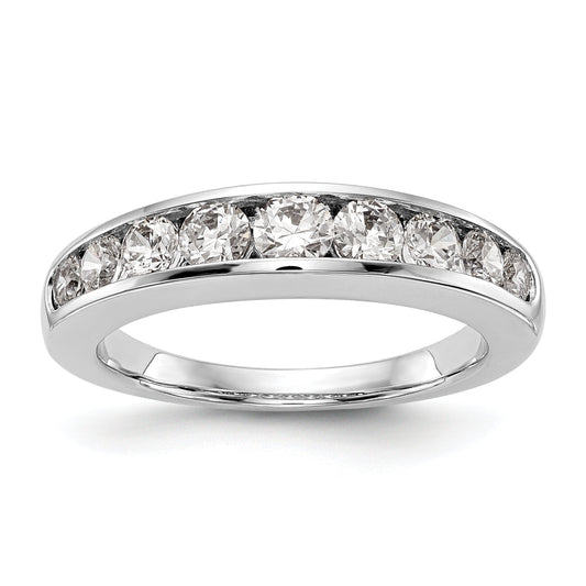 1.00ct. CZ Solid Real 14K White Gold 9-Stone Channel Wedding Band Ring