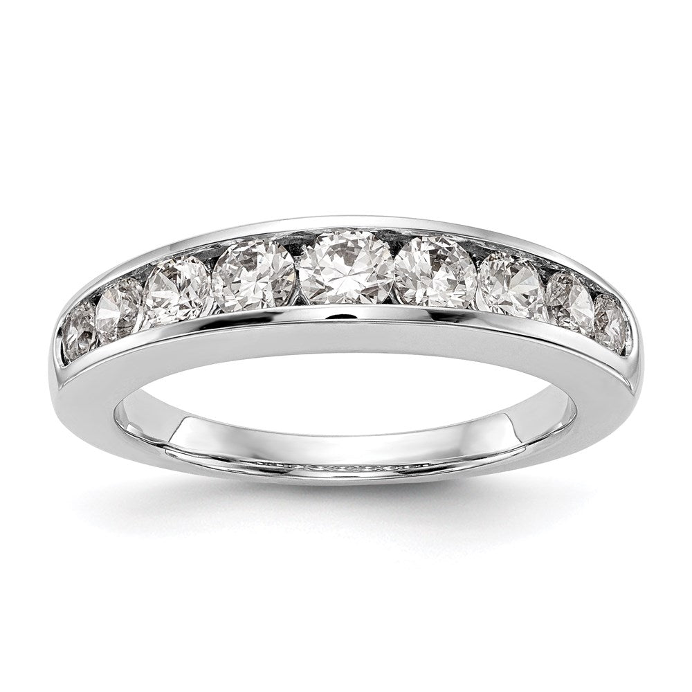 14K White Gold 9-Stone Real Diamond Channel Band