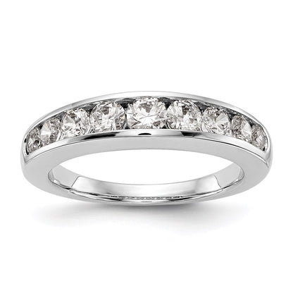 14K White Gold 9-Stone Real Diamond Channel Band