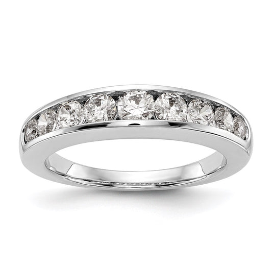 14K White Gold 9-Stone Real Diamond Channel Band