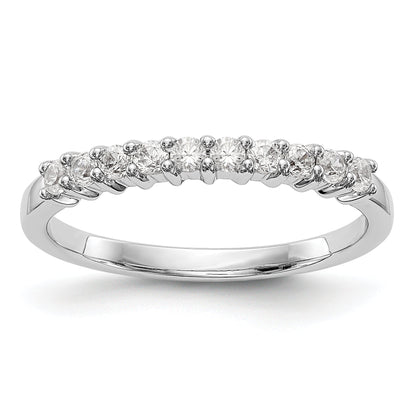 0.28ct. CZ Solid Real 14K White Gold 10-Stone Wedding Band Ring
