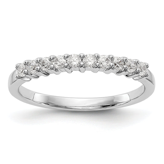 0.28ct. CZ Solid Real 14K White Gold 10-Stone Wedding Band Ring