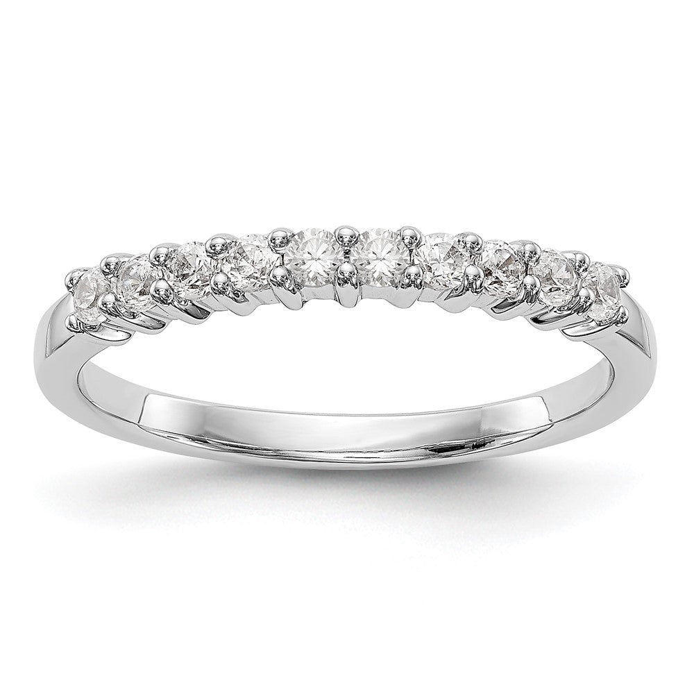 14k White Gold 11-Stone Shared Prong 1/3 carat Complete Round Diamond Band
