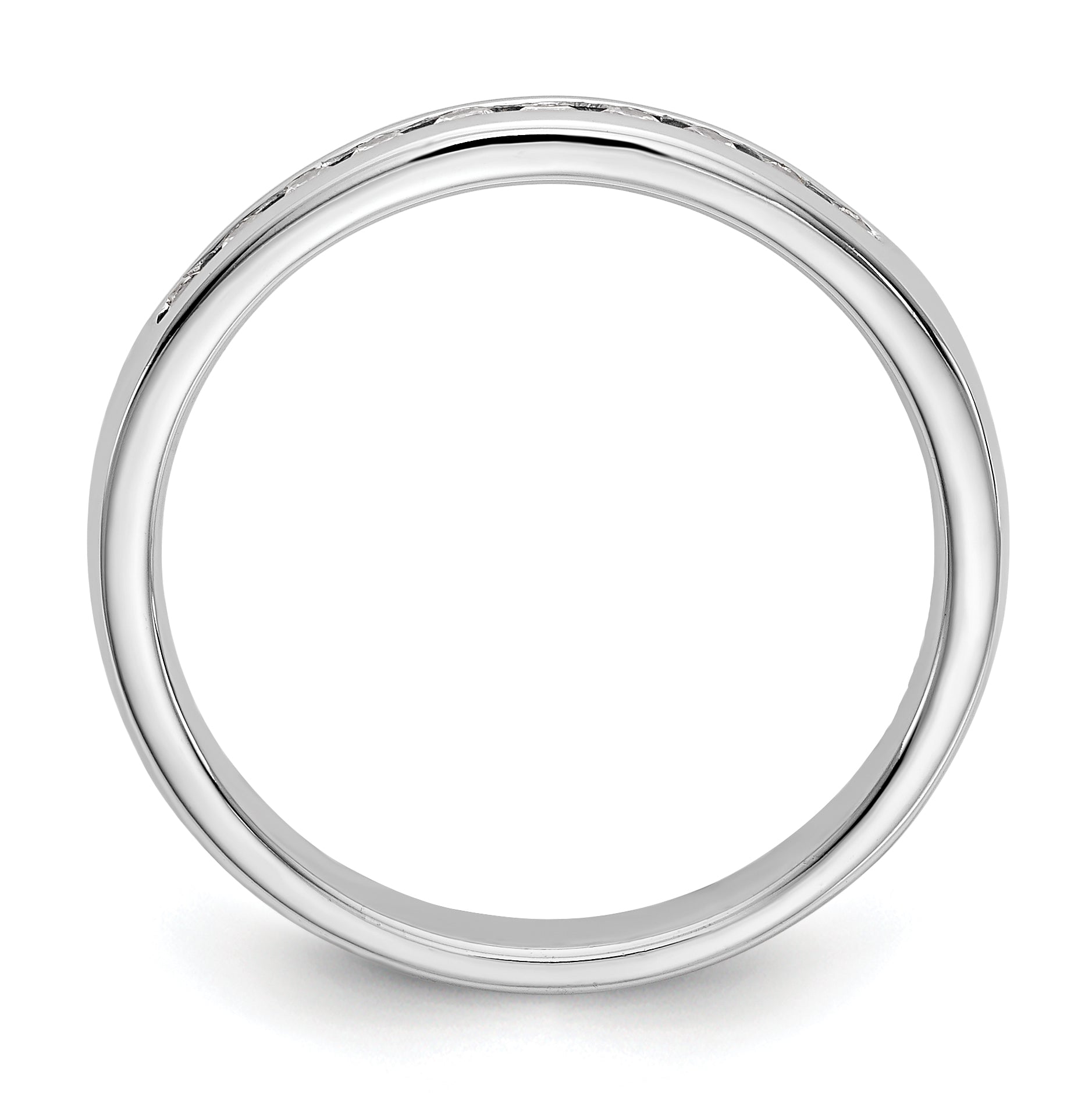 0.20ct. CZ Solid Real 14K White Gold 10-Stone Channel Wedding Band Ring
