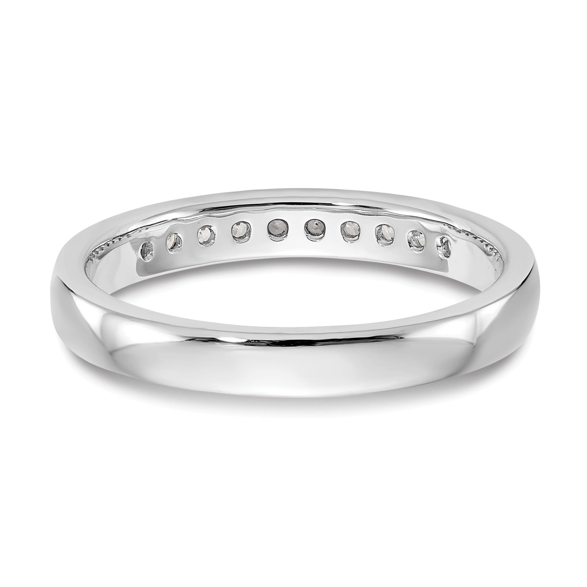 0.20ct. CZ Solid Real 14K White Gold 10-Stone Channel Wedding Band Ring