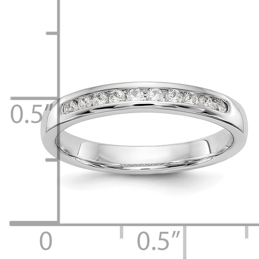 0.20ct. CZ Solid Real 14K White Gold 10-1.7mm Stone Channel Wedding Band Ring