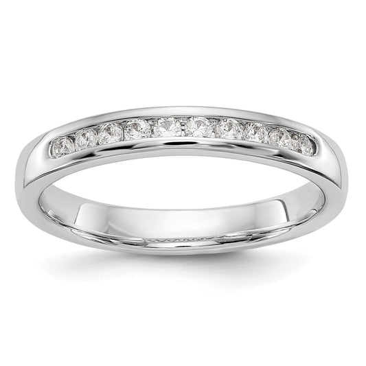 0.20ct. CZ Solid Real 14K White Gold 10-Stone Channel Wedding Band Ring