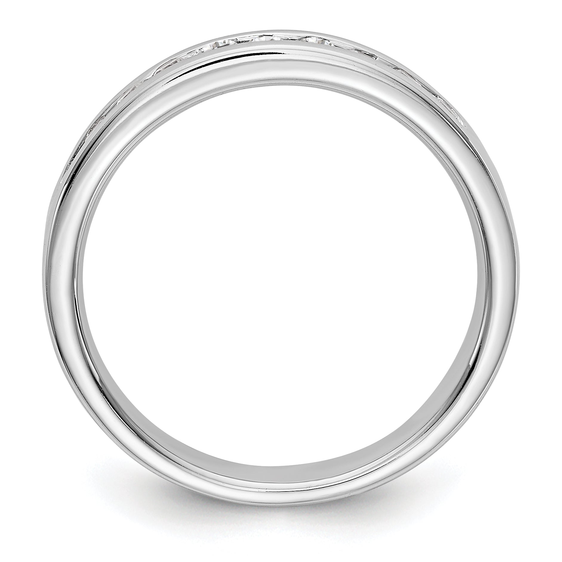 0.35ct. CZ Solid Real 14K White Gold 10-Stone Channel Wedding Band Ring