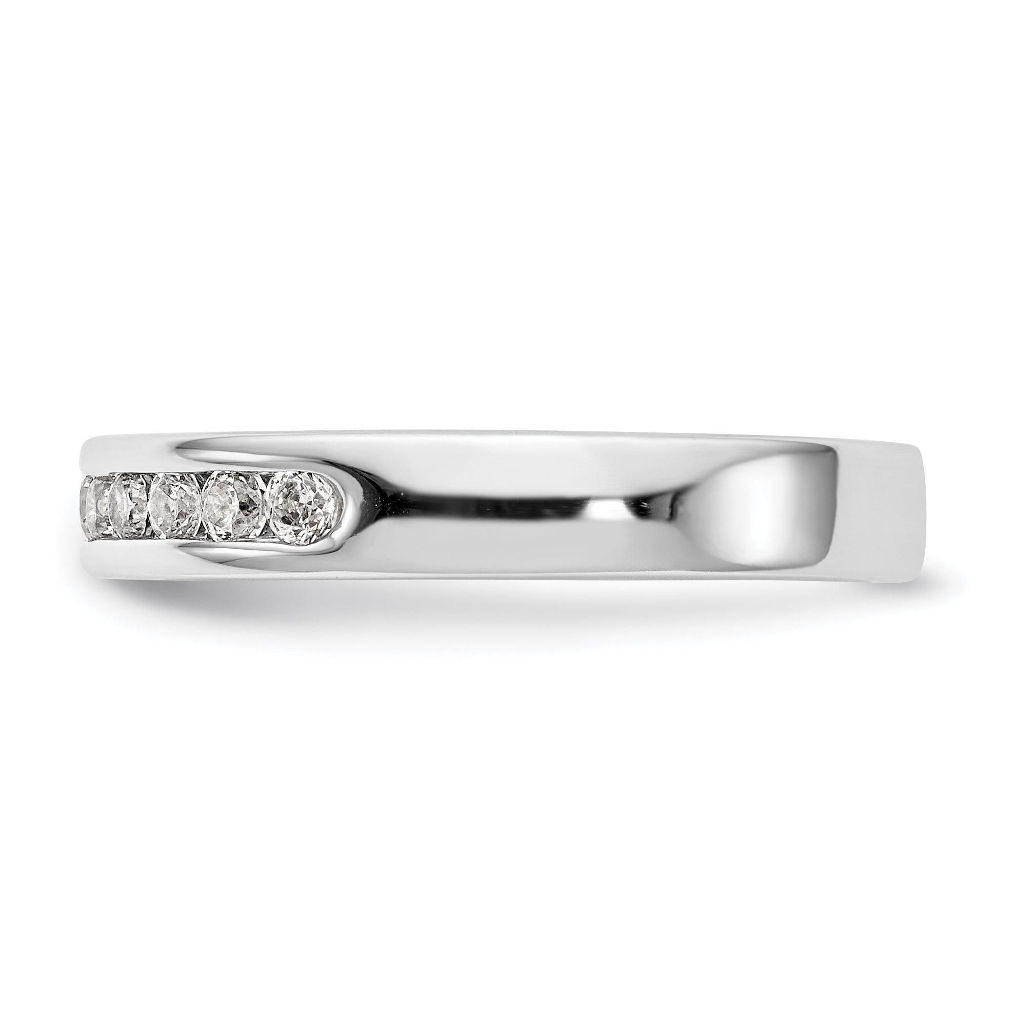 0.35ct. CZ Solid Real 14K White Gold 10-2mm Stone Channel Wedding Band Ring