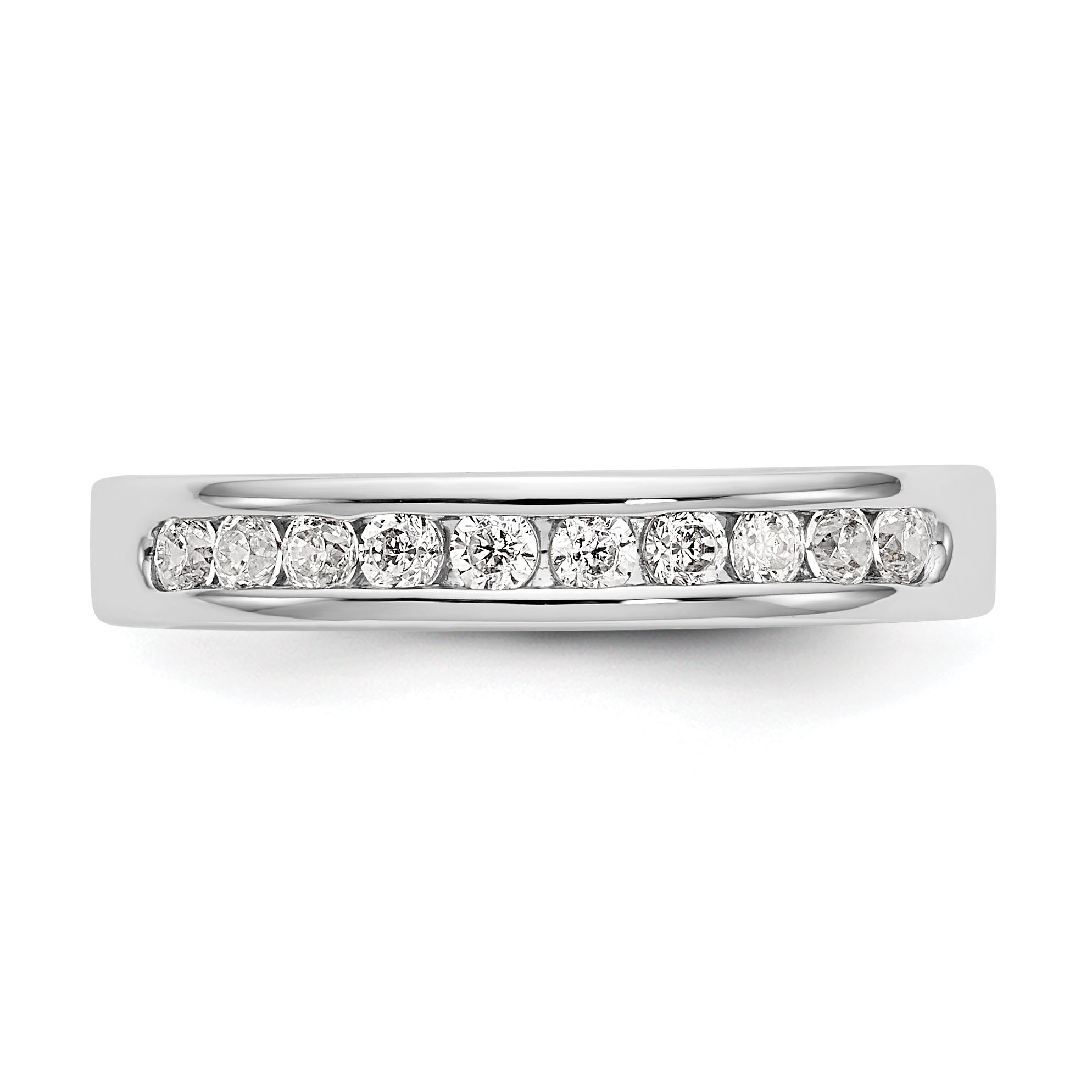 0.35ct. CZ Solid Real 14K White Gold 10-2mm Stone Channel Wedding Band Ring