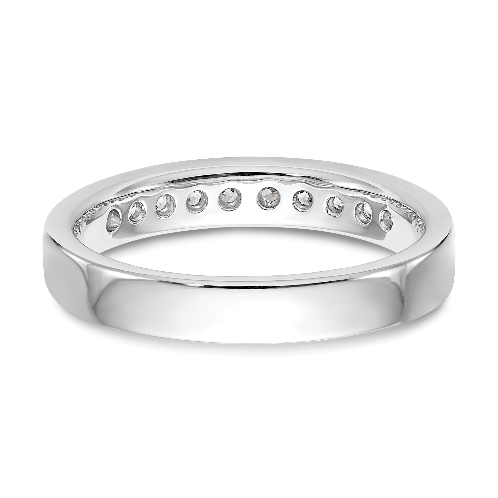 0.35ct. CZ Solid Real 14K White Gold 10-Stone Channel Wedding Band Ring