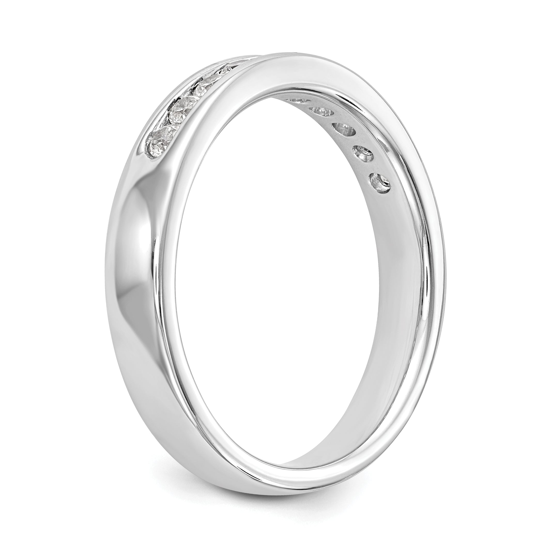 0.35ct. CZ Solid Real 14K White Gold 10-Stone Channel Wedding Band Ring
