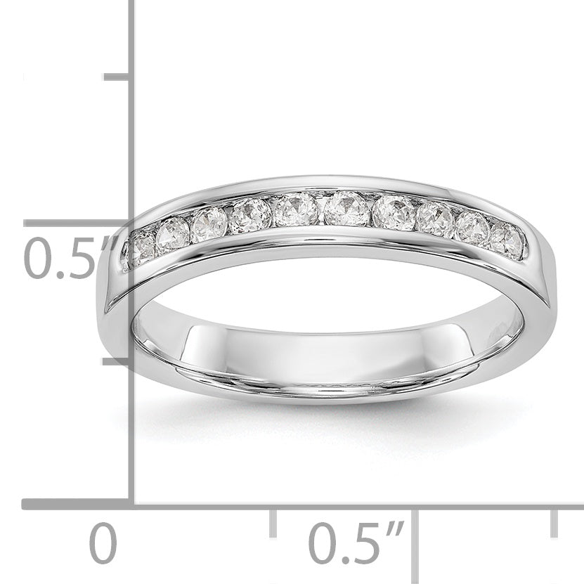 0.35ct. CZ Solid Real 14K White Gold 10-2mm Stone Channel Wedding Band Ring