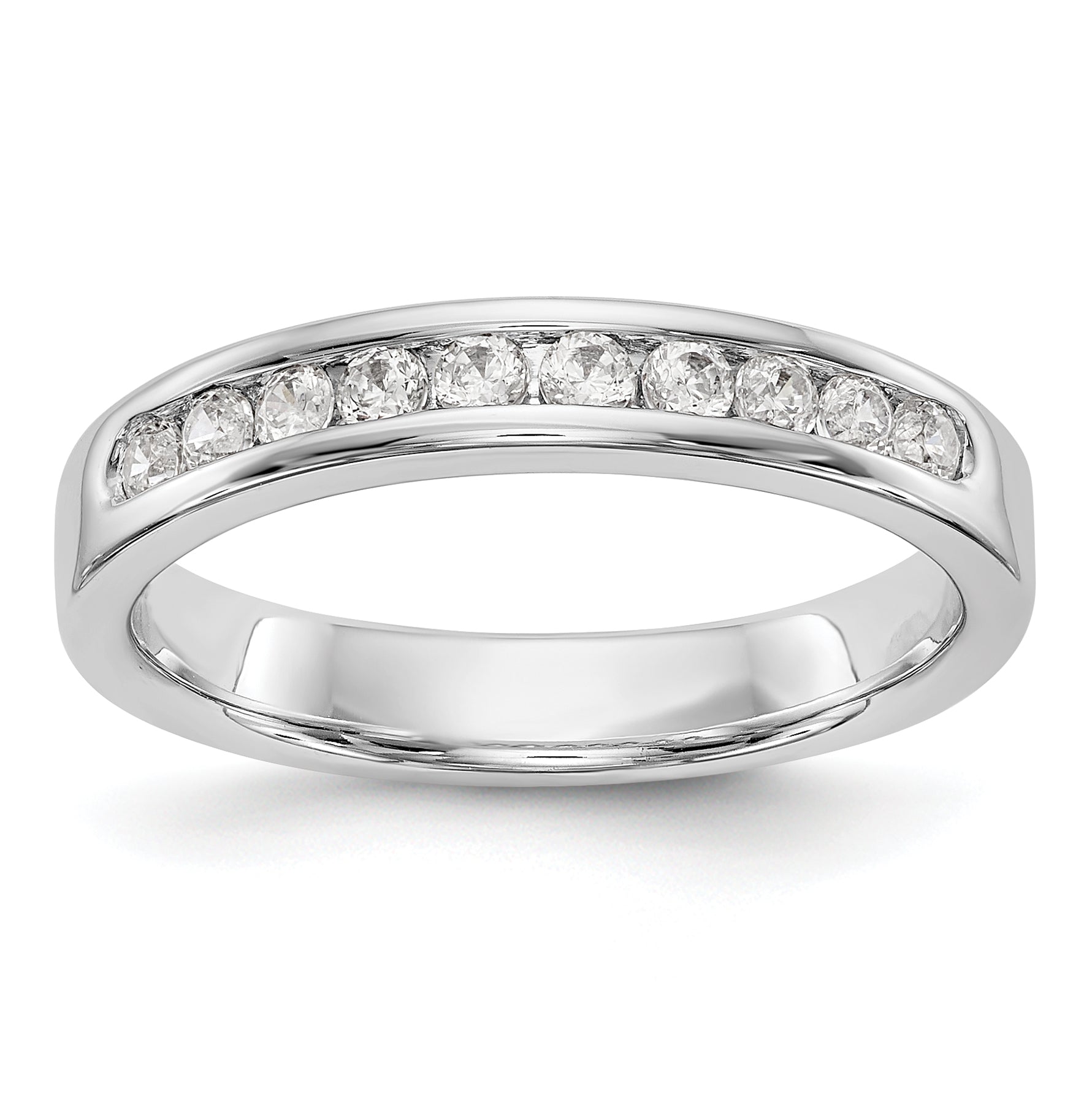 0.35ct. CZ Solid Real 14K White Gold 10-2mm Stone Channel Wedding Band Ring