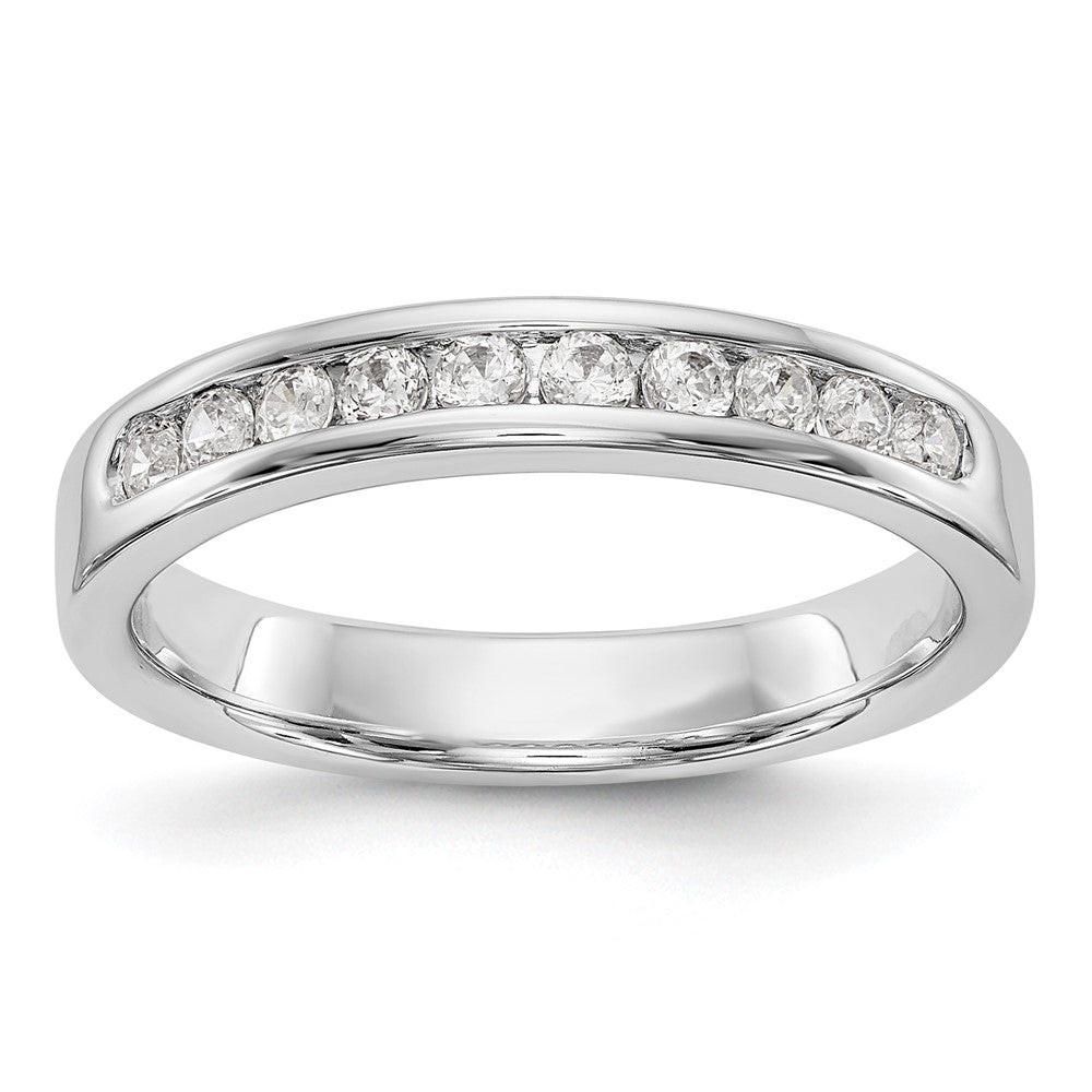 14k White Gold 10-Stone 1/3 carat Round Diamond Complete Channel Band
