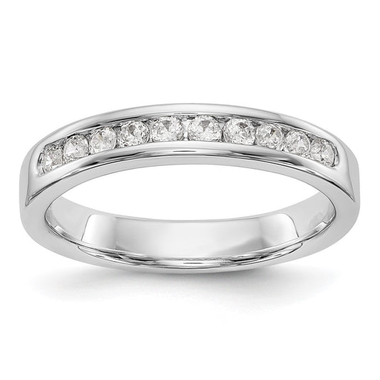 14k White Gold 10-Stone 1/3 carat Round Diamond Complete Channel Band