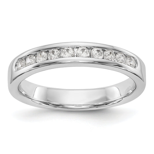 0.35ct. CZ Solid Real 14K White Gold 10-Stone Channel Wedding Band Ring