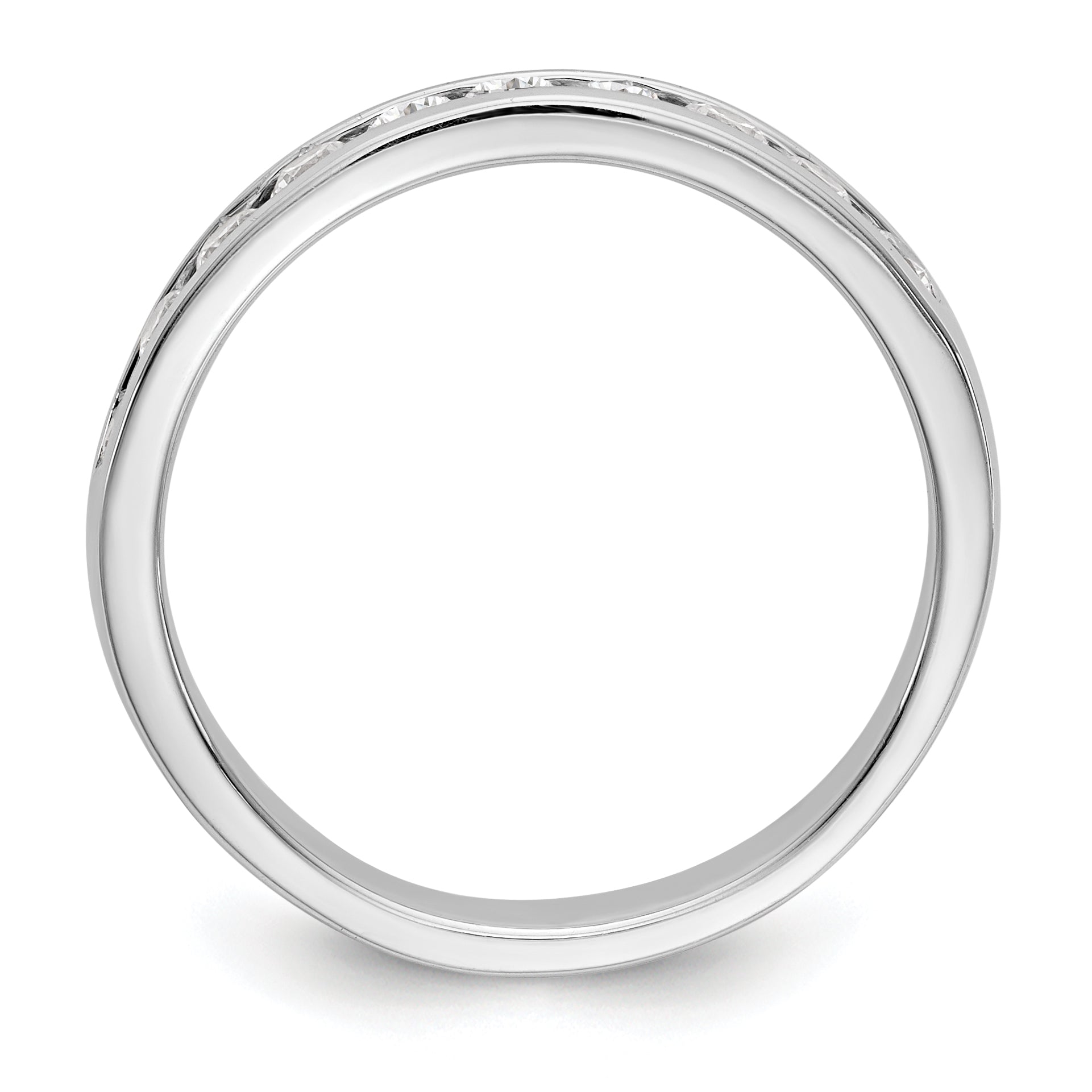0.52ct. CZ Solid Real 14K White Gold 10-2.4mm Stone Channel Wedding Band Ring