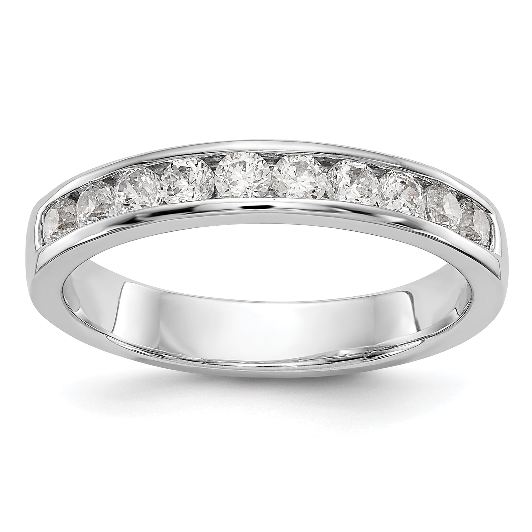 0.52ct. CZ Solid Real 14K White Gold 10-2.4mm Stone Channel Wedding Band Ring