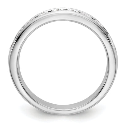 0.79ct. CZ Solid Real 14K White Gold 10-Stone Channel Wedding Band Ring