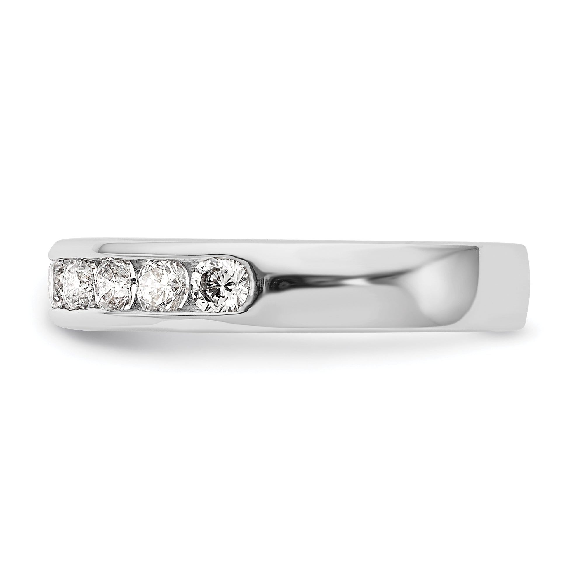 0.79ct. CZ Solid Real 14K White Gold 10-Stone Channel Wedding Band Ring